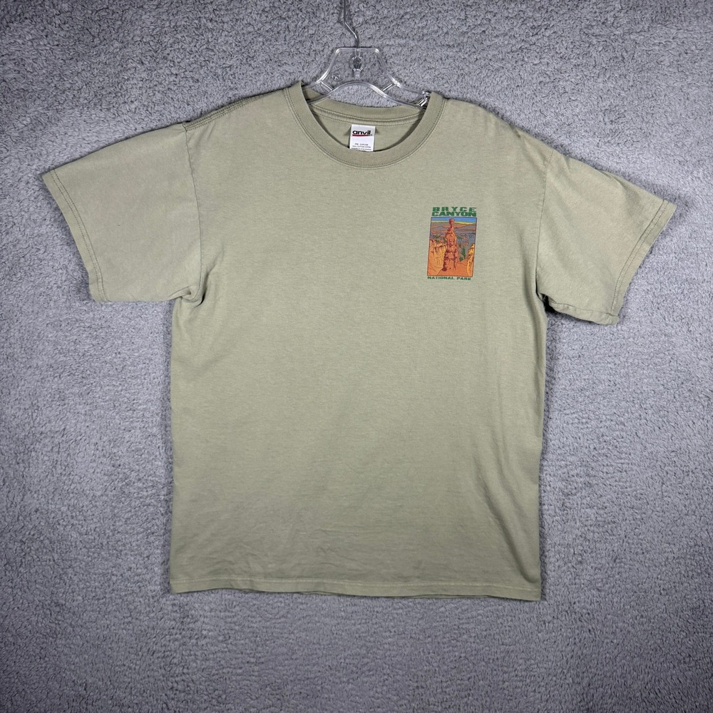 Anvil Mens Bryce Canyon National Park Graphic T-Shirt Sage Green Large